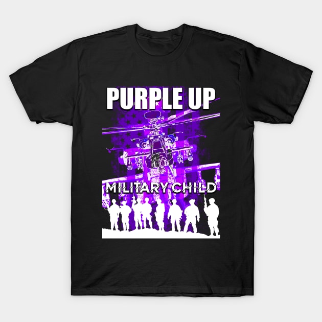 Purple Up Shirts Military Child Kids Army Dad US Flag Retro Premium T-Shirt by aeroloversclothing